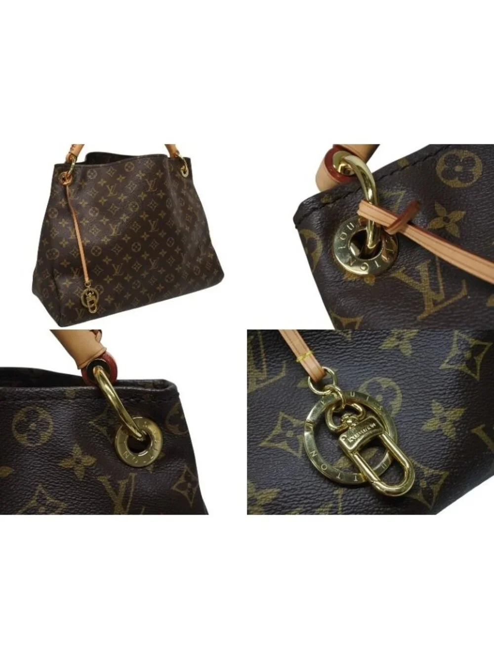Louis Vuitton Artsy MM Shoulder Bag Monogram Leather Gold